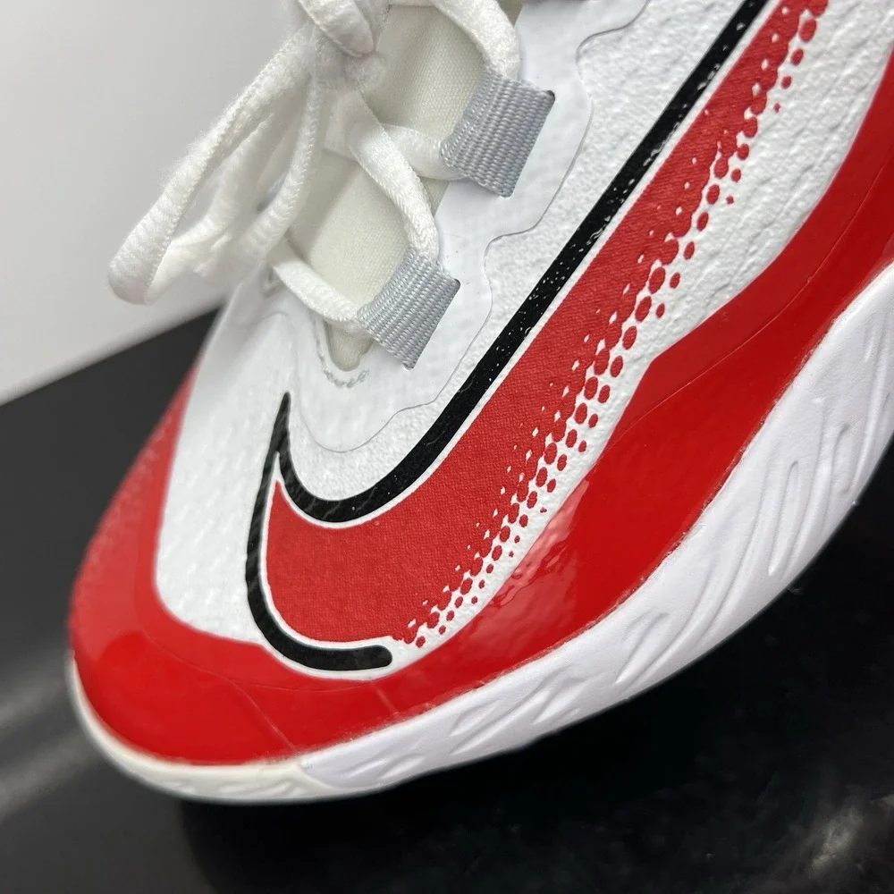 Nike Alpha Huarache Elite 4 Mid FD2744-105 White Red Baseball Cleats Mens Size 7